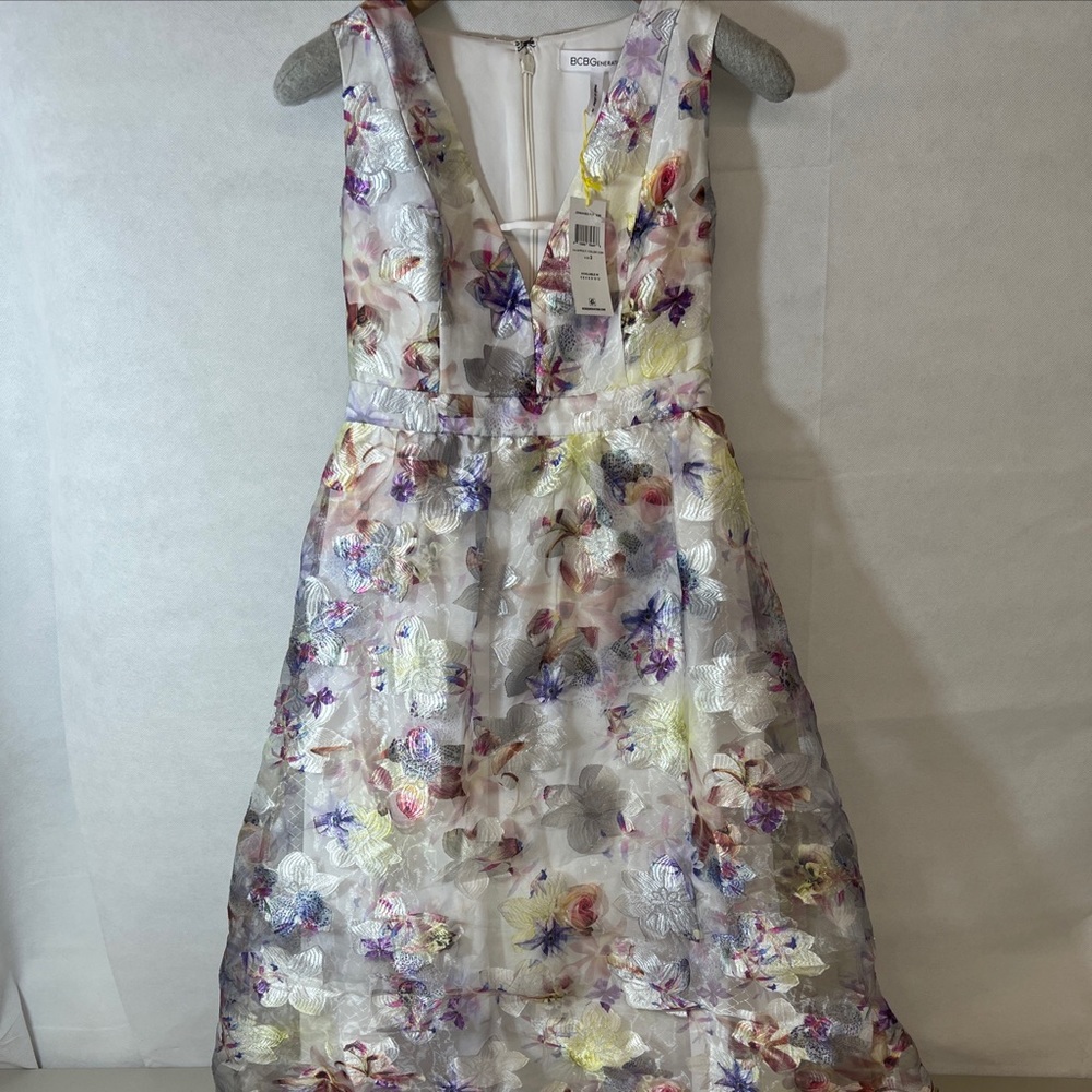 NEW NWT BCBGeneration Floral Embroidered Gown Mult
